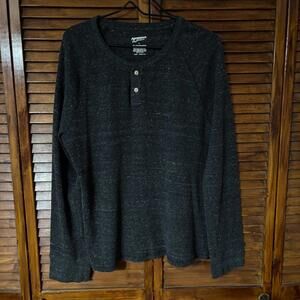 Arizona Men's Long Sleeve Henley Shirt - Black Heather, Thermal - Size Large